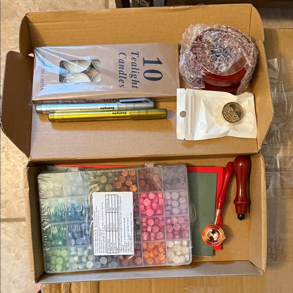 Wax Seal Stamp Kit w/ Melting Spoon, Sealing Wax, Tealight Candles & Stamp - Picture 4 of 4